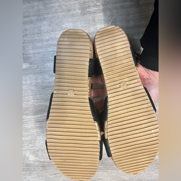 Cork Wedge Black Strap Sandals - Picture 8 of 8